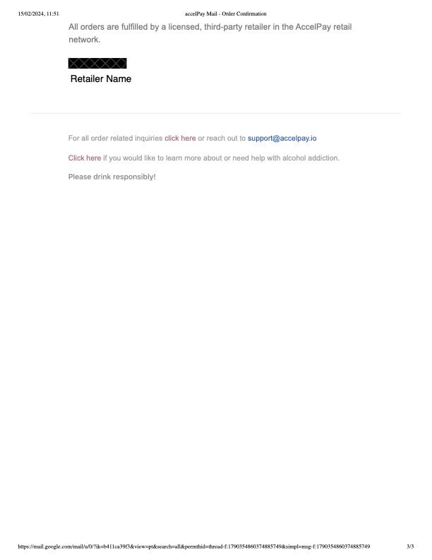 AccelPay Order Confirmation - Example page 3 test